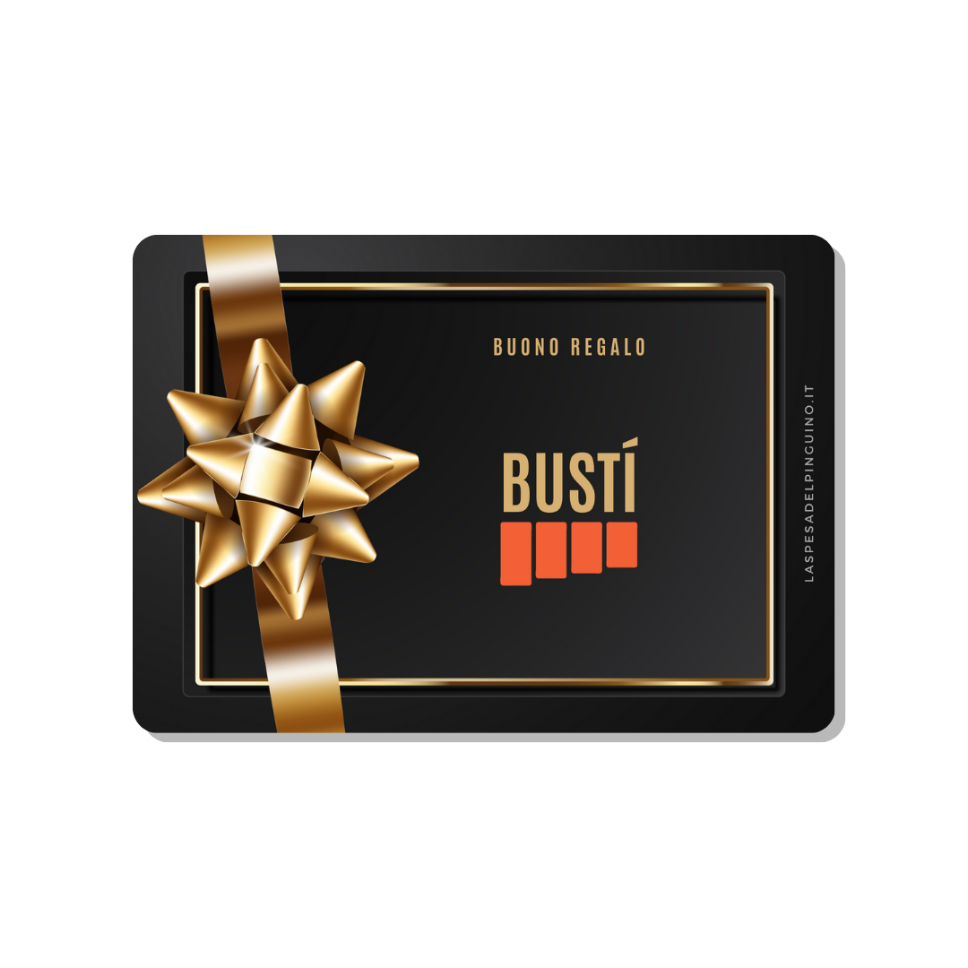 Vista frontale della card che rappresenta il buono regalo Bustí